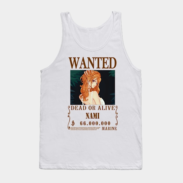 Nami One Piece Wanted Tank Top by Teedream